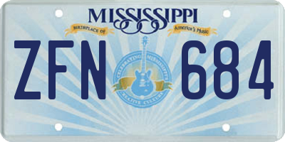 MS license plate ZFN684