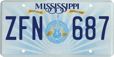 MS license plate ZFN687
