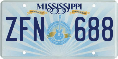 MS license plate ZFN688