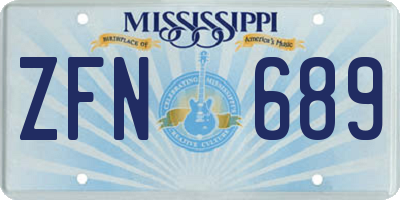 MS license plate ZFN689