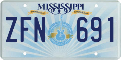 MS license plate ZFN691