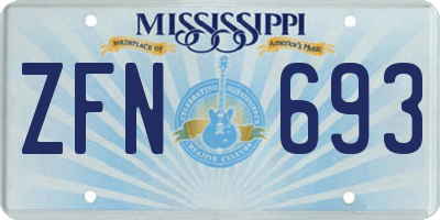 MS license plate ZFN693