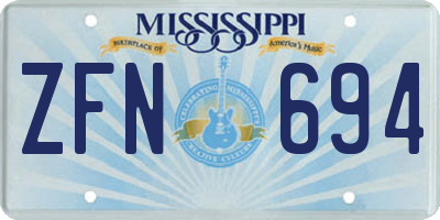 MS license plate ZFN694
