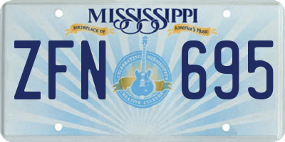 MS license plate ZFN695