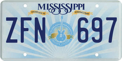 MS license plate ZFN697