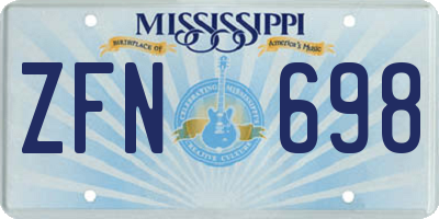 MS license plate ZFN698