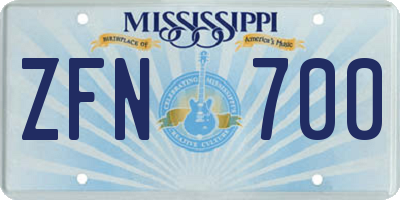 MS license plate ZFN700