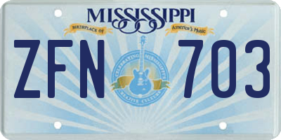 MS license plate ZFN703