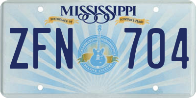 MS license plate ZFN704