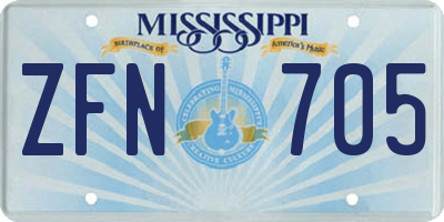 MS license plate ZFN705