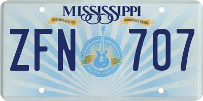 MS license plate ZFN707