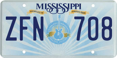 MS license plate ZFN708