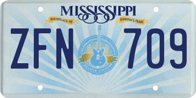 MS license plate ZFN709