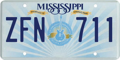 MS license plate ZFN711