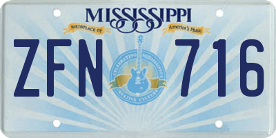 MS license plate ZFN716
