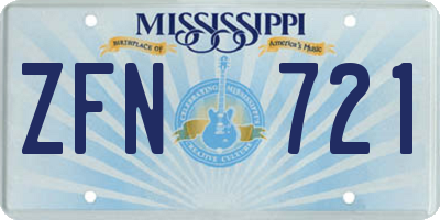 MS license plate ZFN721