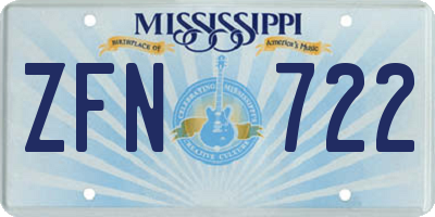 MS license plate ZFN722