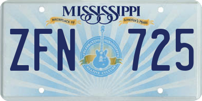 MS license plate ZFN725