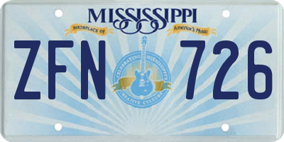 MS license plate ZFN726
