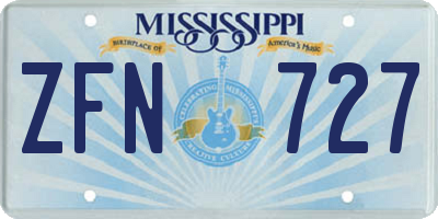 MS license plate ZFN727