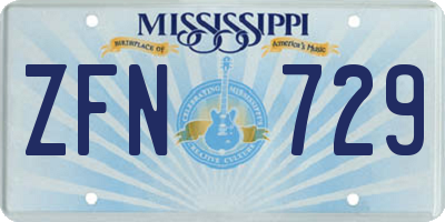 MS license plate ZFN729