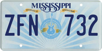 MS license plate ZFN732