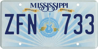 MS license plate ZFN733