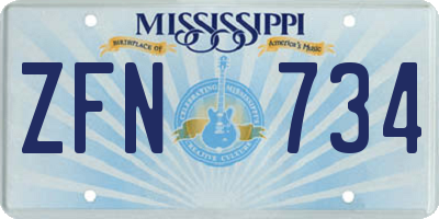 MS license plate ZFN734