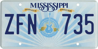 MS license plate ZFN735
