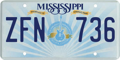 MS license plate ZFN736