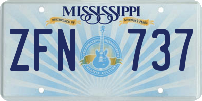 MS license plate ZFN737