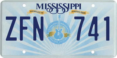 MS license plate ZFN741