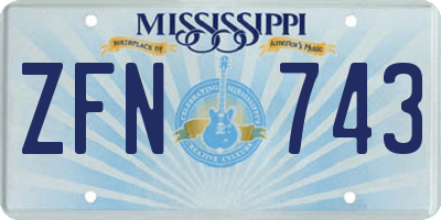 MS license plate ZFN743