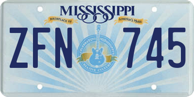 MS license plate ZFN745