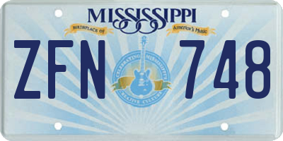 MS license plate ZFN748