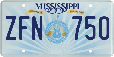 MS license plate ZFN750
