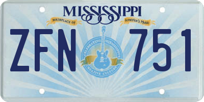 MS license plate ZFN751