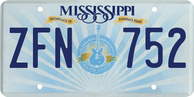 MS license plate ZFN752
