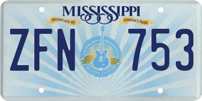 MS license plate ZFN753