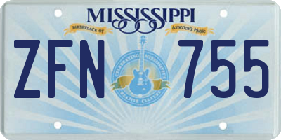 MS license plate ZFN755