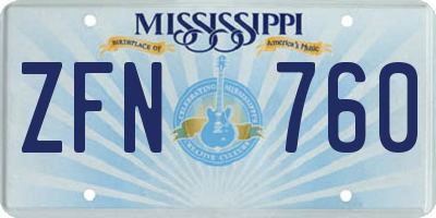 MS license plate ZFN760