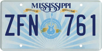 MS license plate ZFN761