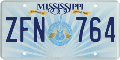 MS license plate ZFN764