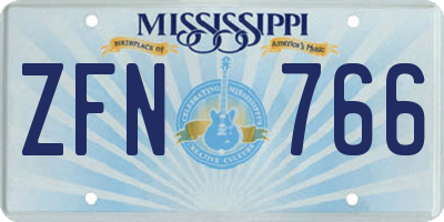 MS license plate ZFN766