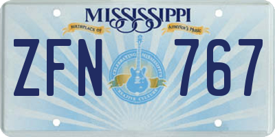 MS license plate ZFN767