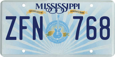 MS license plate ZFN768