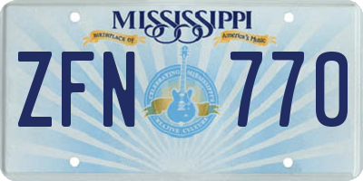 MS license plate ZFN770