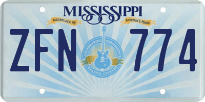 MS license plate ZFN774