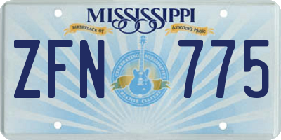 MS license plate ZFN775