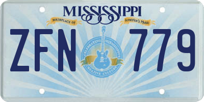 MS license plate ZFN779